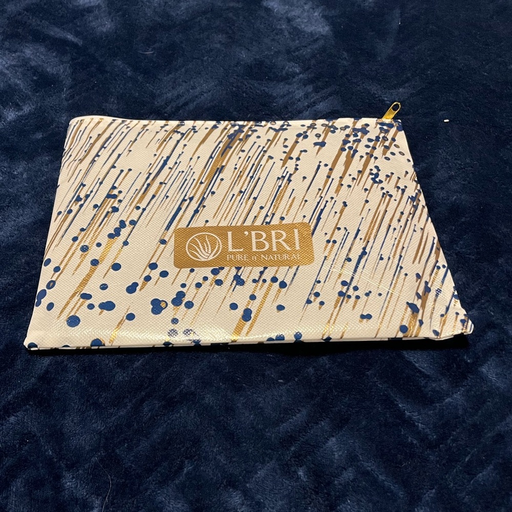 L'BRI Gold and Blue Cosmetic Pouch